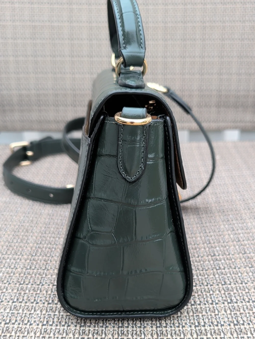 COACH Morgan Croc Embossed Top-Handle Satchel With Crossbody Strap (CN747) EUC